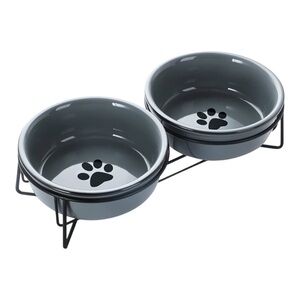 ✨BNWT - Small Pet Bowls with Heighten Metal Stand - 15 Ounces - Grey✨
